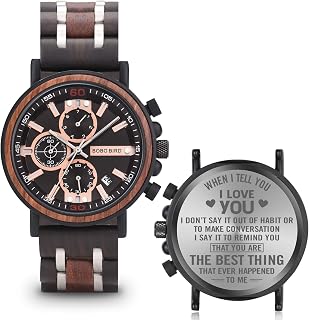 Personalized Engraved Men Wooden Watches Birthday Anniversary Watch for Men Fiancé Husband Boyfriend Customized Personalized Engraved Watches for Men
