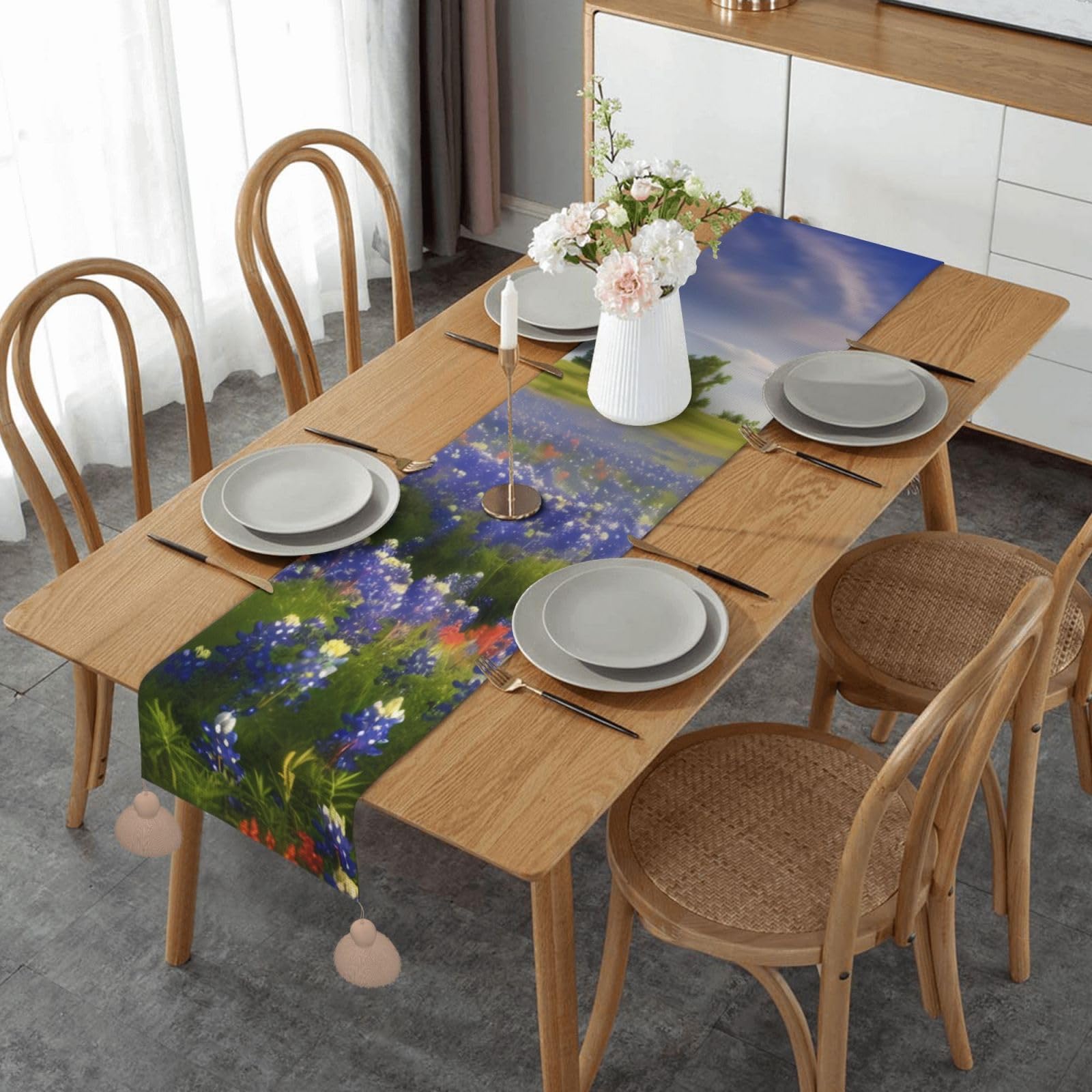 Chemin de table en lin nappe Thanksgiving pour décoration cuisine de vacances