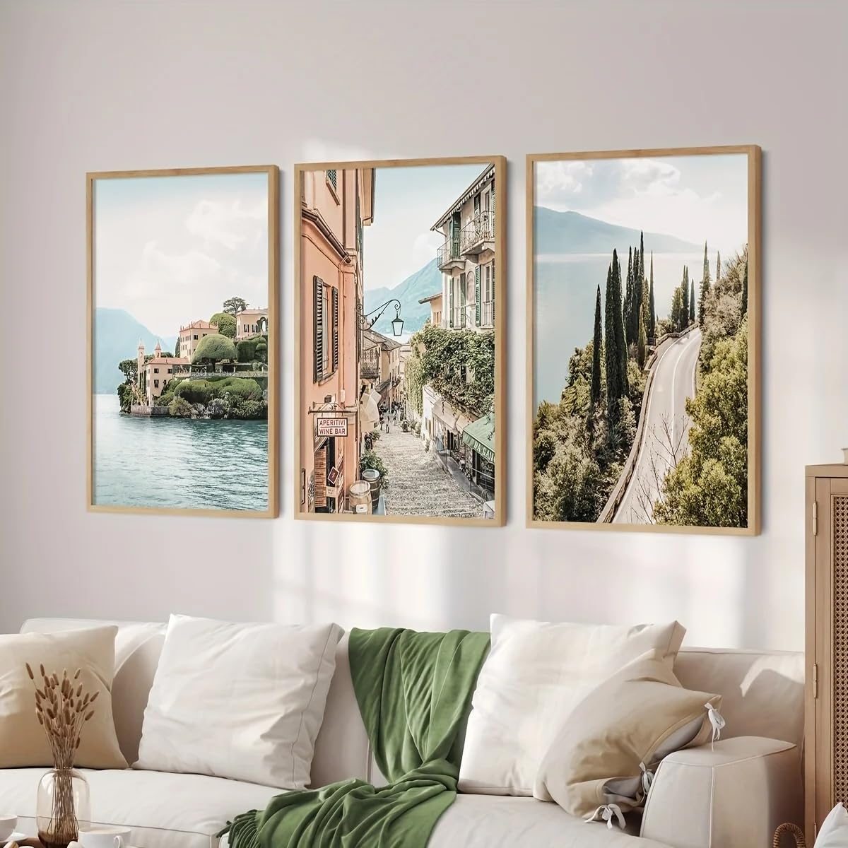 GOSRD Canvas Painting Italy Lake Como Natural Landscape Print Travel Photography Photo Wall Art Poster Home Interior Decoration(60x90cm-3Pcs)