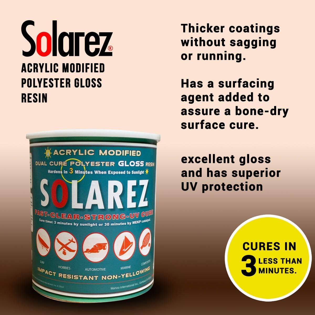 ACRYLIC MODIFIED POLYESTER GLOSS RESIN Dual Cure (Quart) ~ Fiberglass Manufacturing Epoxy, Surfboards, Boat & PWC Repair, Canoes & Kayaks Composites, Fabrication, Wood, Pool, Spa, other (Quart)