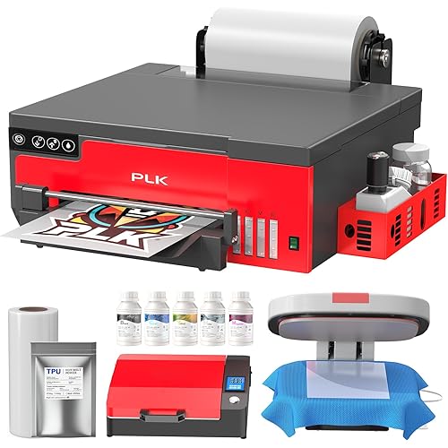 PLK A4 DTF Printer, XP600 DTF Printer,Sheet and Roll Feeder, Upgraded L8058 DTF Machine with White Stirring System 100% Transfer DIY Printing,2-Year Ink Included