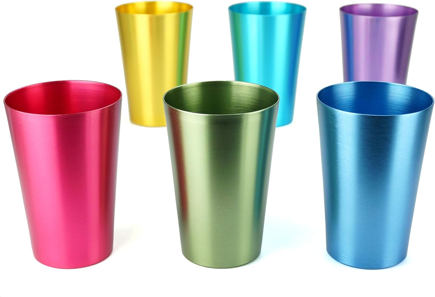 Aluminum Water Tumblers, Set of 6, Different Color, for