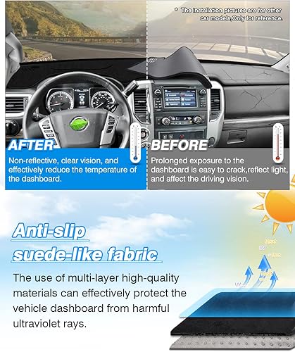 Miniatura 2 de Cartist Cubierta de tablero, accesorios de auto, tapete antideslizante, antirreflejos (gamuza negra)