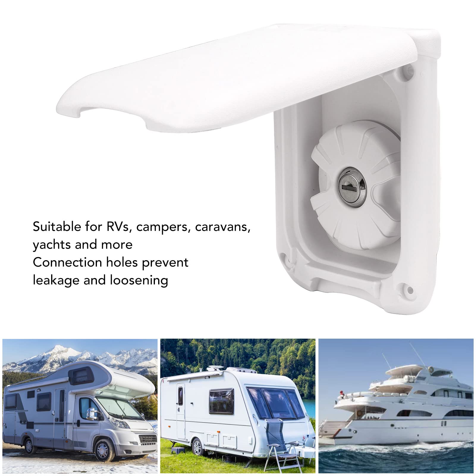 Tissting Tappo Serbatoio Acqua, 90 mm Tappo Acqua Camper con Coperchio, Ingresso Acqua per Camper con 2 Chiavi, Acqua Fresca Riempimento Botola di Ingresso per Caravan Motorhome Roulotte Barche
