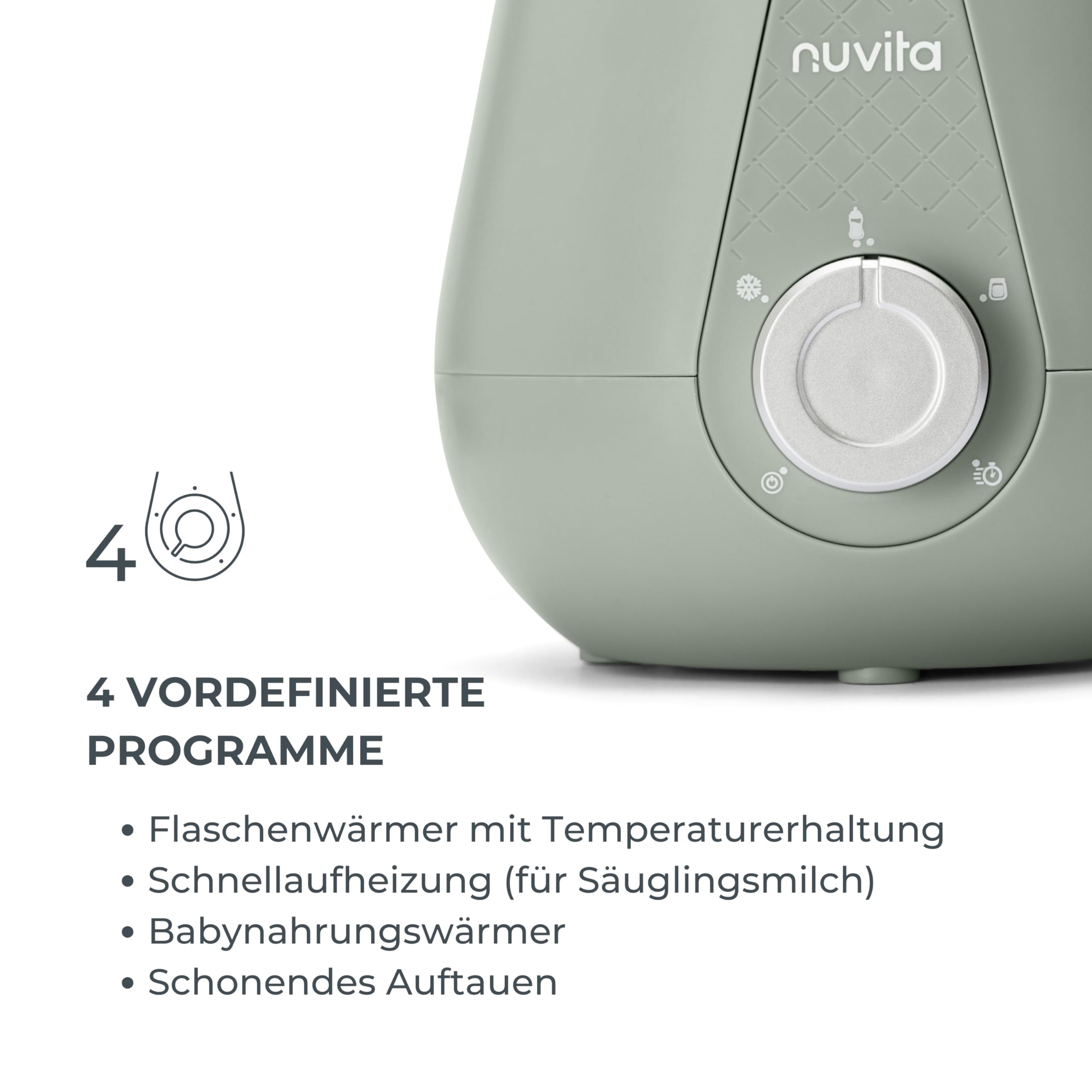 Nuvita 1165 Tragbarer Baby Flaschenwärmer für Zuhause und Auto & Sterilisator für Baby-Flaschen, Baby-Nahrung und Muttermilch - Babykostwärmer für Fläschchen und Gläschen - Sage Green