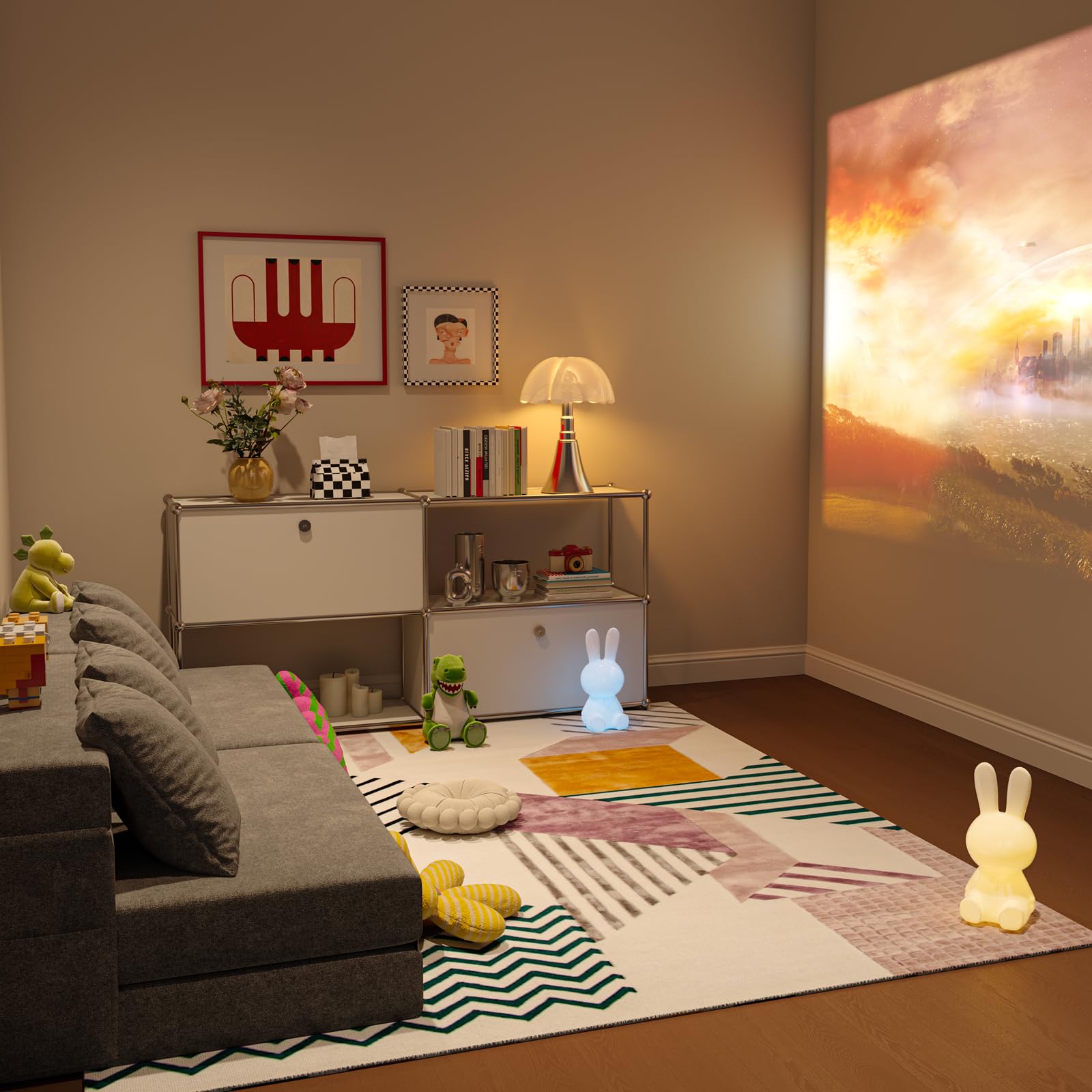 Schlafsessel mit Bettfunktion, 5 in 1 Klappbar Schlafsofa 99 cm Breit Bettsofa mit Kissen & Seitentaschen, Bodenmatratze für Wohnzimmer Schlafzimmer Büro Gästezimmer, Dunkelgrau