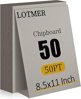 LOTMER 50 Pack Chipboard Sheets, 8.5 x 11 Inch 50PT Heavy Duty Chipboard Sheets for Bookbinding, Kraft Binders Board for DIY Crafts, Book Covers, Boxes