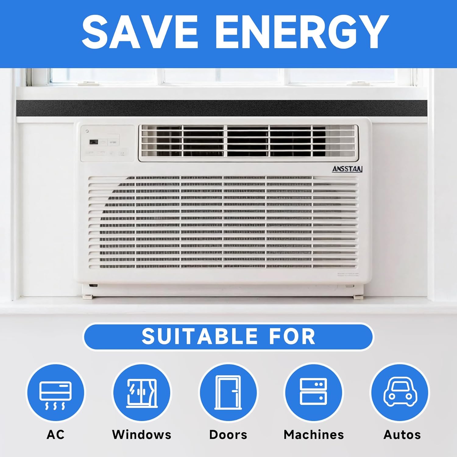 Air Conditioner Window Seal Strip 1" W x 1" T, Universal Fit for Portable AC, Sliding Window & Casement Window | Energy-Saving PVC AC Window Seal, Easy Installation, Block Hot Air/Dust,6.5ft(No Glue)