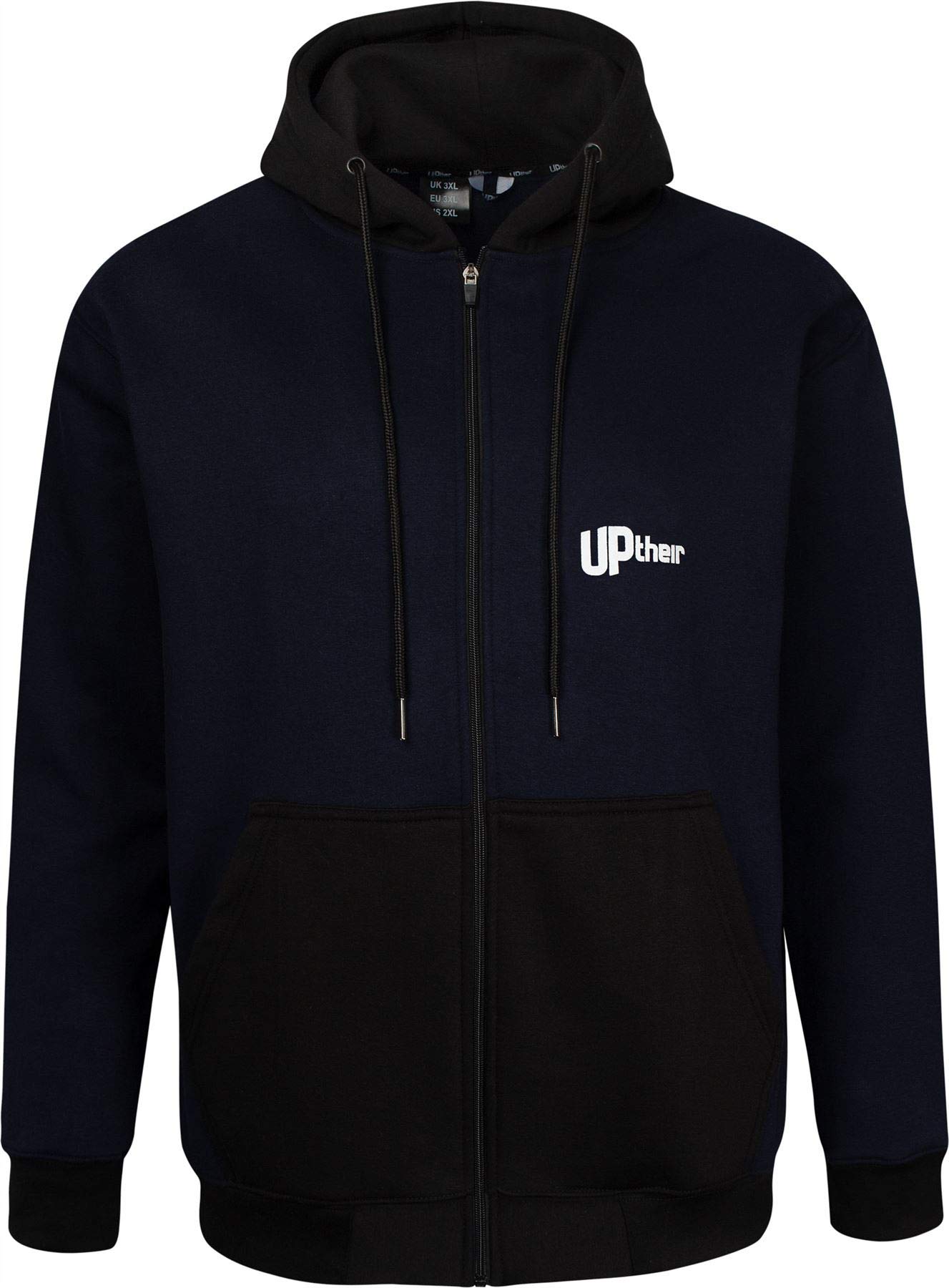 Uptheir Men's Nail Zip Through Hoody - Navy Black (UK, Alpha, M, Regular, Regular)