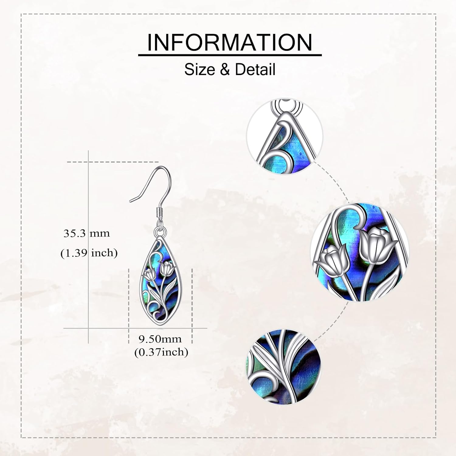 MONGAS Tulip Earrings Sterling Silver Filigree Tulip Teardrop Earrings Flower Jewelry for Women - Image 3