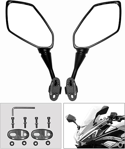 Miniatura 2 de Minho Espejos de ajuste convexos de visión trasera compatibles con CBR600 CBR250 CBR300 CBR500 CBR900 CBR1000 Ninja 250R Suzuki GSXR 750 Hyosung