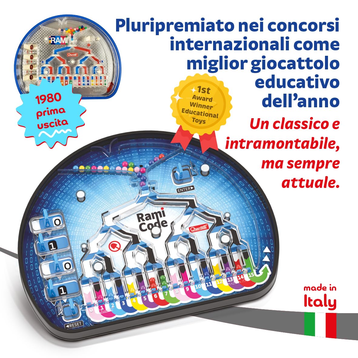 Quercetti Rami Code, Gioco Educativo 6 Anni +, Impara Il Coding e Il Pensiero Computazionale, Giochi Creativi con Percorsi a Palline Colorate, Gadget Compleanno Bambini, Giocattoli Bambino 6 Anni
