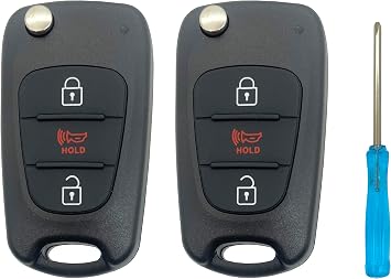Horande Folding Flip Replacement Key Fob Cover fit for 2010-2014 Kia Soul Rio Sportage Keyless Entry Key Fob Shell Pack2