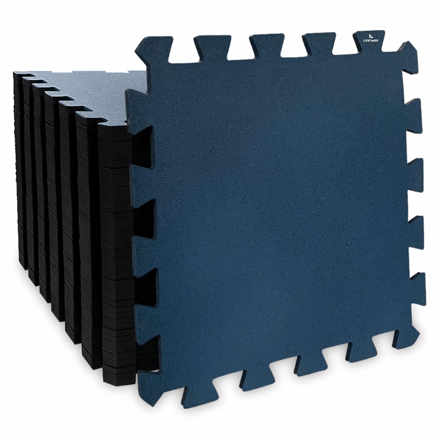 Leeway SBR Rubber Interlocking Tiles for Gym Equipment | Set of 4 Pc | 10 MM Thick| 20"x20" | Puzzle Exercise Mat | Anti-Slip Protective Flooring| Home & Commercial Gym Use, Blue