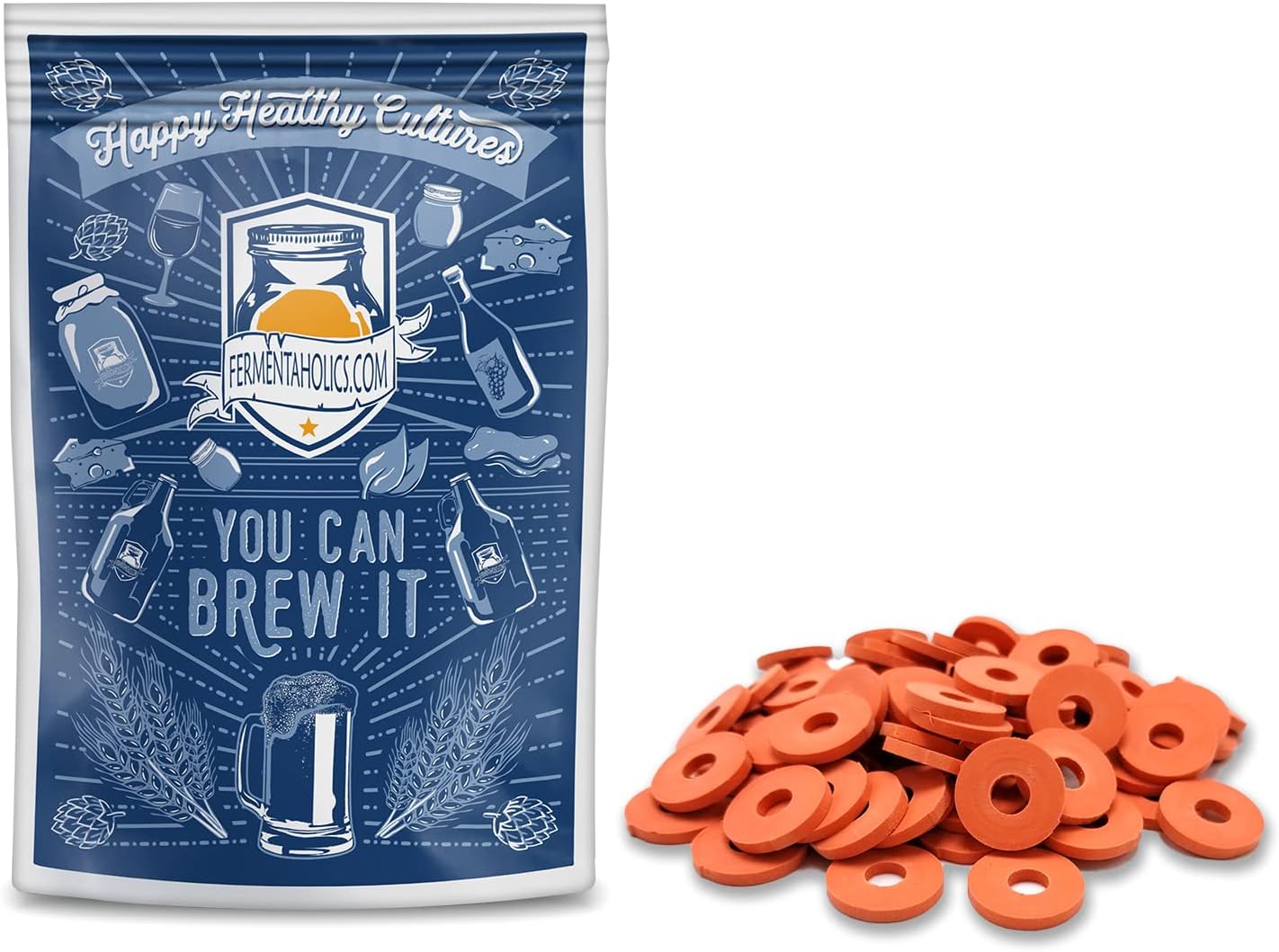 Grolsch Swing Style Flip Top Bottle Replacement Washers | 100 Gasket Pack | Replaces Old, Worn Gaskets To Regain An Airtight Seal | Perfect For Fermentation | Red Rubber Gaskets