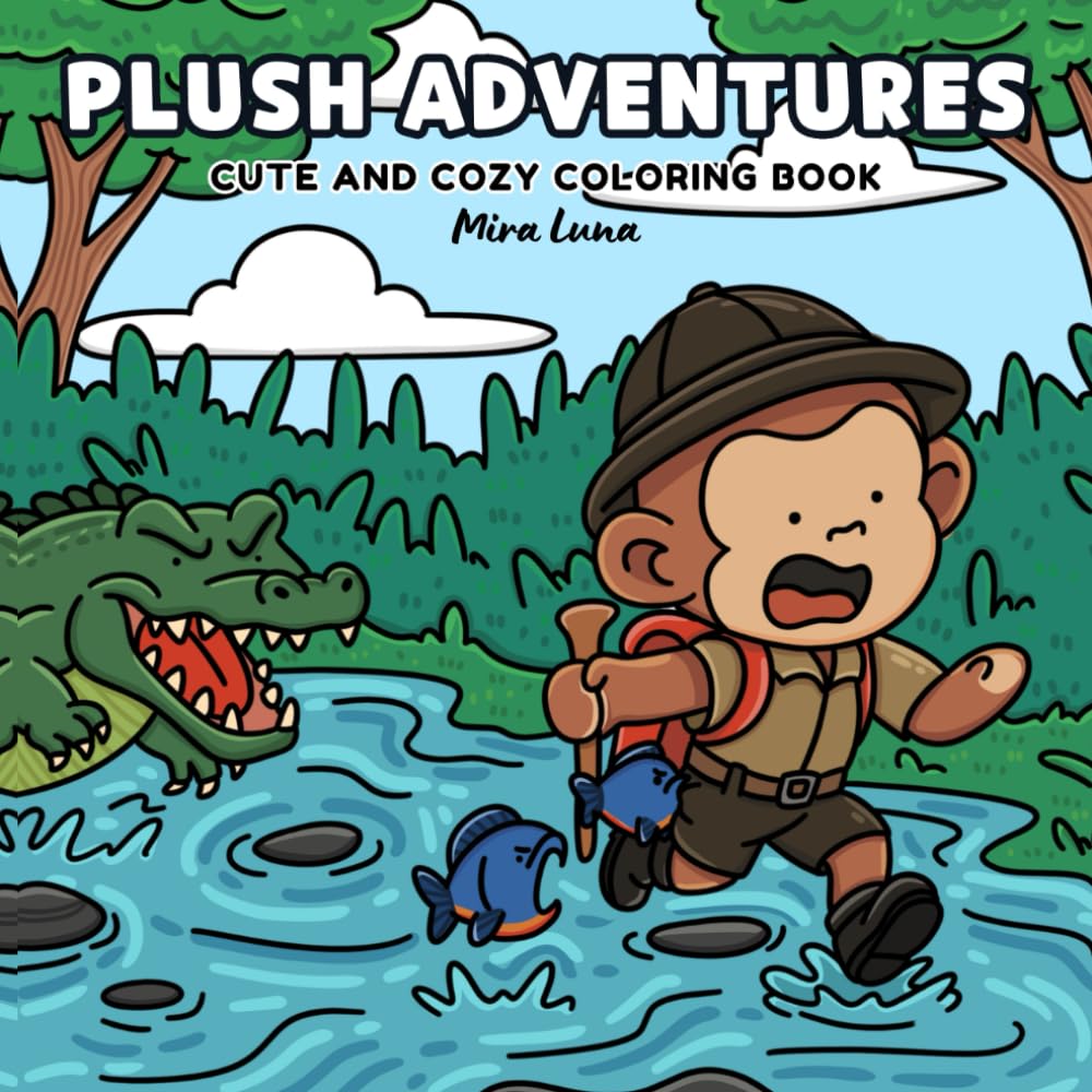 Plush adventures : Cute and cozy coloring books for adults and kids for stress relief - Hygge vibes, bold and easy to color: The ideal gift to travel
