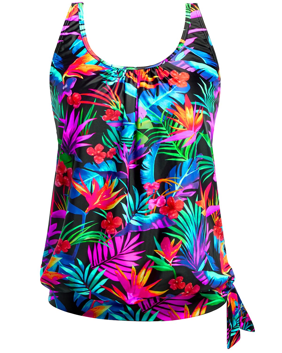 Yonique Womens Blouson Tankini Swim Top Loose Fit Strappy Bathing Suit