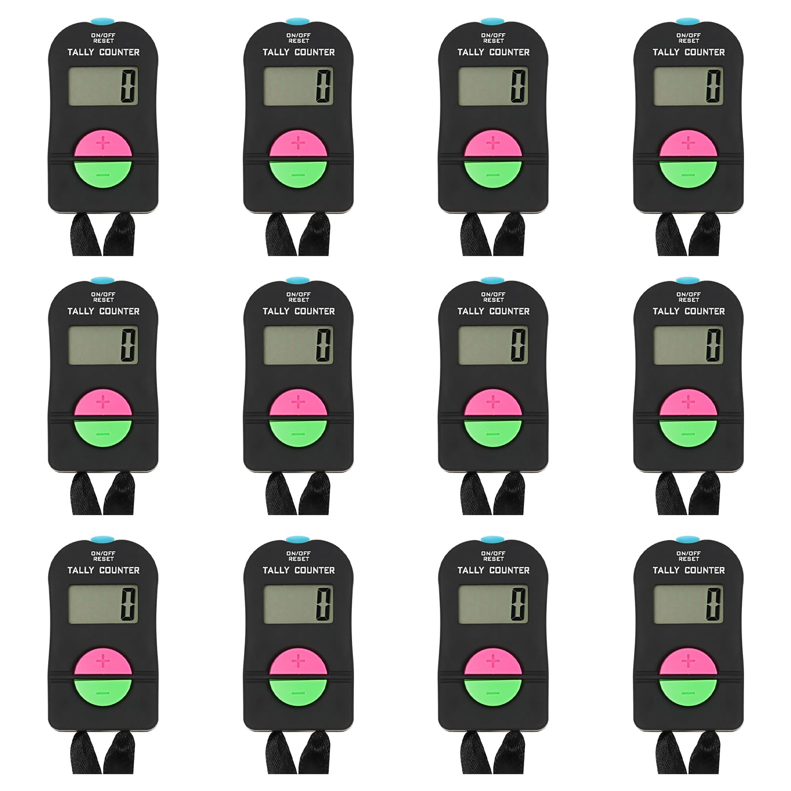 TopTie 12 PCS Electronic Hand Tally Counter Clickers, Add & Subtraction Number Clicker Counter with Lanyard for Golf Fish Lap