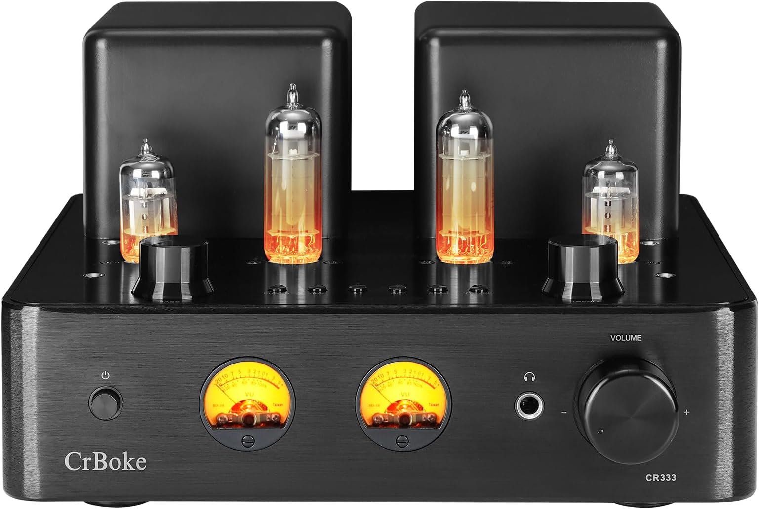 Tube Amplifier, Stereo Vacuum Tube Class A/B Amplifier,Integrated Amplifier with Bluetooth 5.0,Subwoofer Output, Headphone Output, Record Player Phono Preamp and USB DAC （Round Meter）