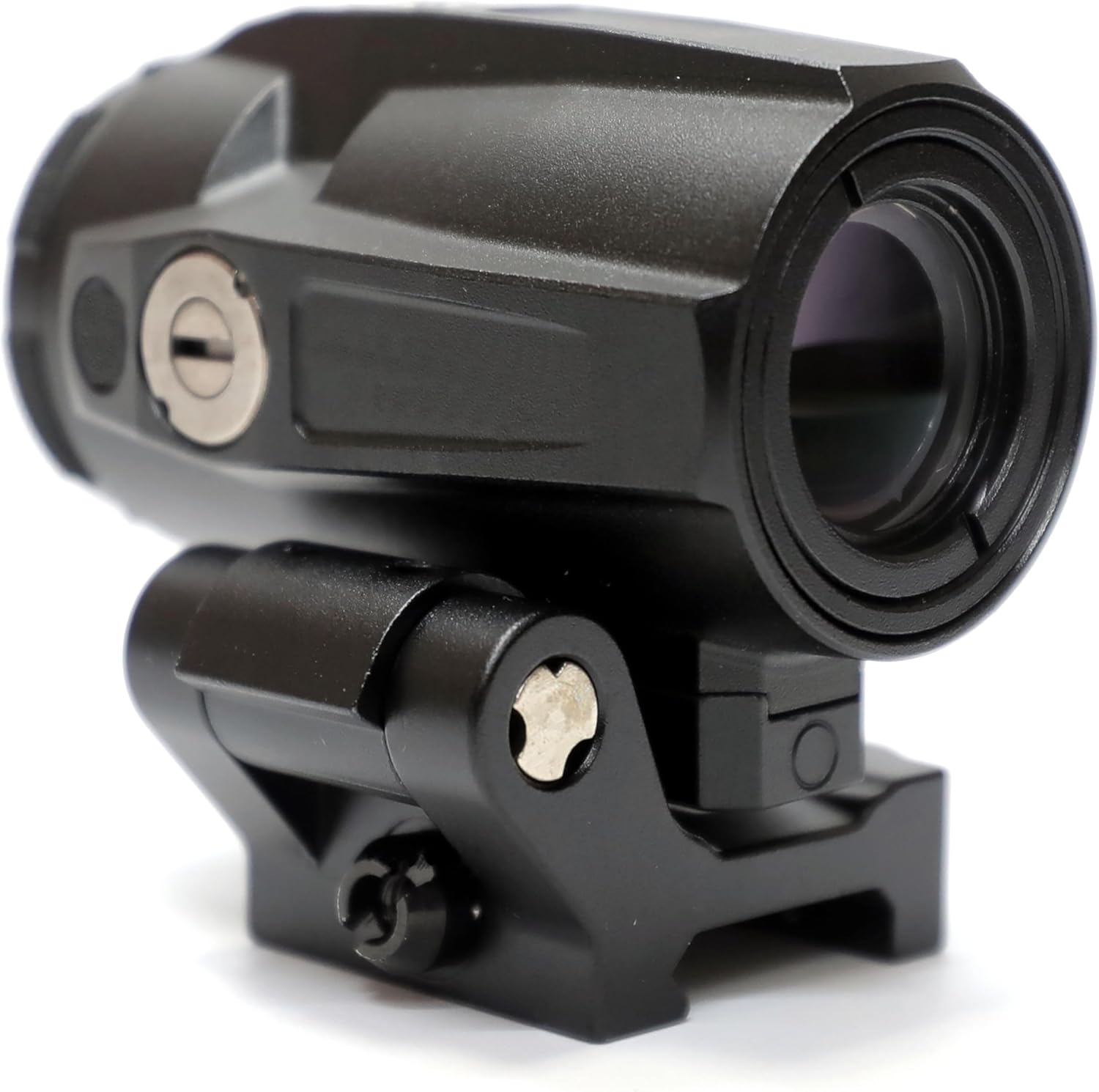 3X22mm Optic Magnifier Scope – 2.4″ Height，with QD Quick Release/Detach Flip Up Mount Base and Heighten Spacer，FMC Multi-Coated Glass Lens with Broadband Green Coating，for Standard 20mm Pic Rail