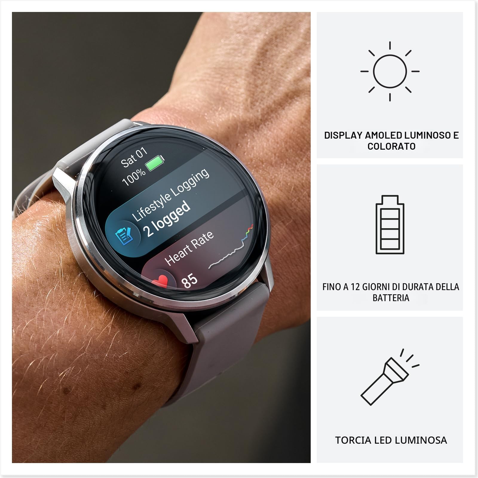 Garmin Venu 4, 45mm, Smartwatch per il fitness, Display AMOLED 1,4", Speaker e Microfono, Comandi Vocali, GPS Multi-band, Torcia, 80+ App per lo Sport, Autonomia 12 giorni (Black & Slate)