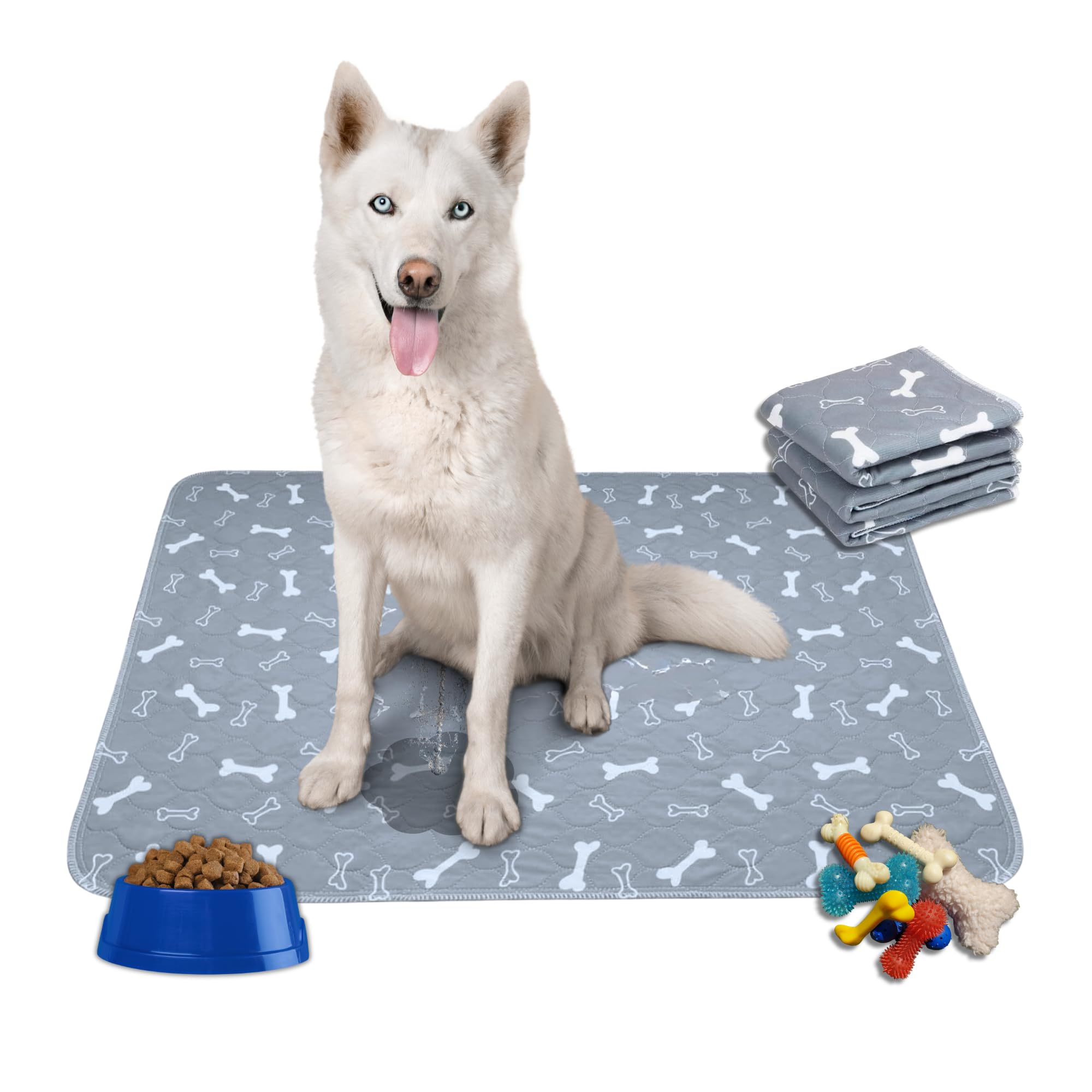 MarV 2-Pack Washable Pee Pads for Dogs Non Slip Puppy Pads , Ultra-Absorbent Mats for Puppy Training, Multi-Use, Reusable Puppy Pads (Grey, M)