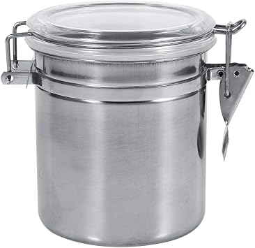 Stainless Steel Kitchen Canisters, 4 inches Airtight Clamp Lid Clear See-Thru Top Ideal for Kitchen Storage