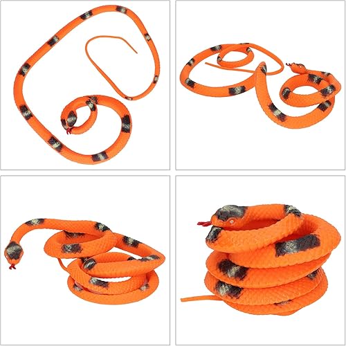 Miniatura 7 de Pilipane Juguetes de serpiente de goma falsa realistas, serpientes de goma para mantener alejados a los pájaros, modelo de serpiente de simulación