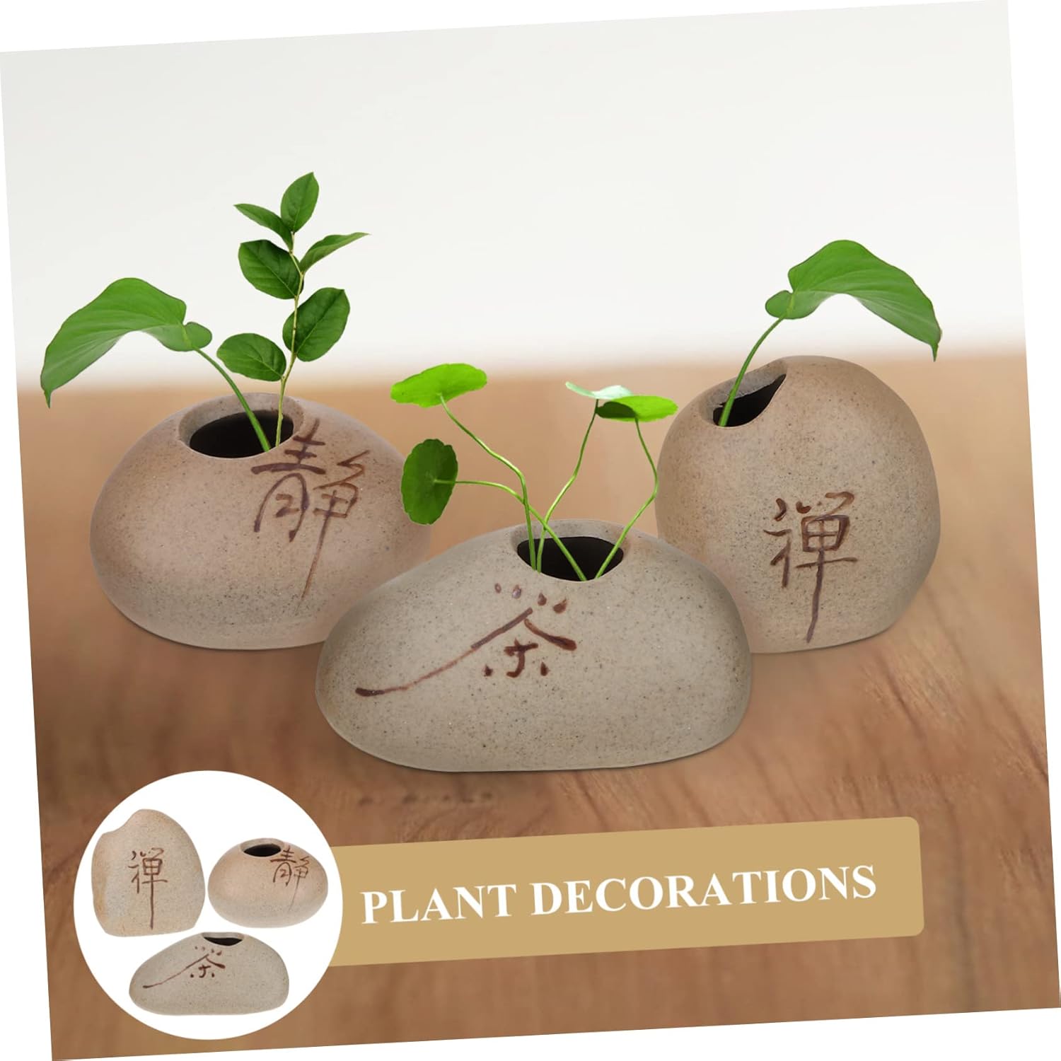 MERRYHAPY Small Hydroponic Ceramic Vase Set of 3 Mini Plant Vases with Stable Flat Bottom for Home Decor Tabletop Ornament and Flower Arrangement Container