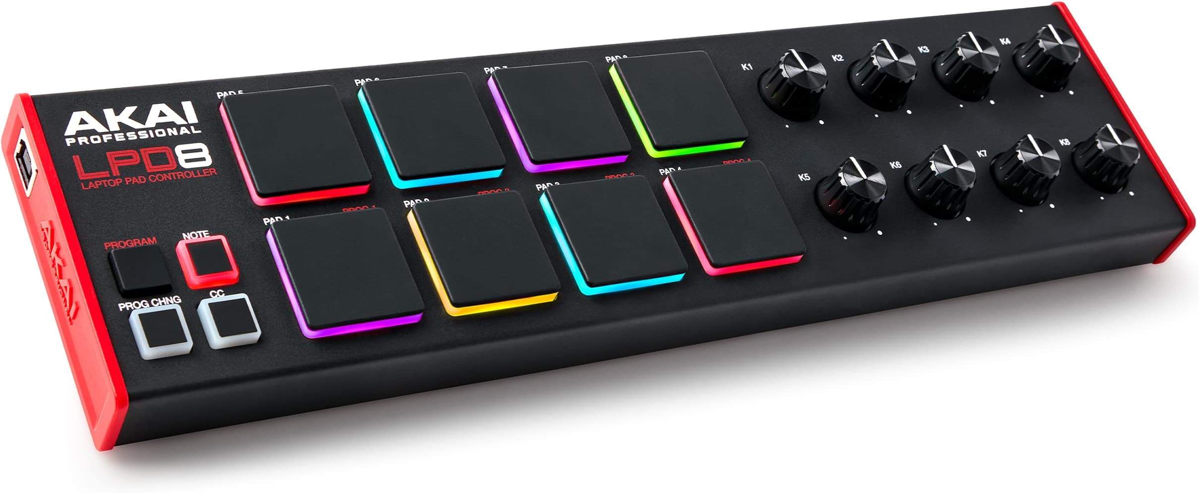 LPD8 - USB MIDI Controller with 8 Responsive RGB MPC Drum Pads for Mac and PC, 8 Assignable Knobs and Music Production Software