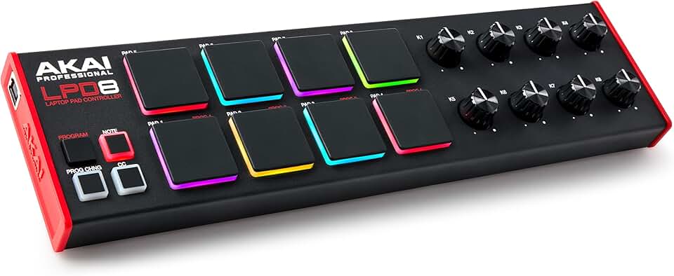AKAI Pro LPD8 - Mini Controlador MIDI c/ 8 Pads RGB e 8 Knobs