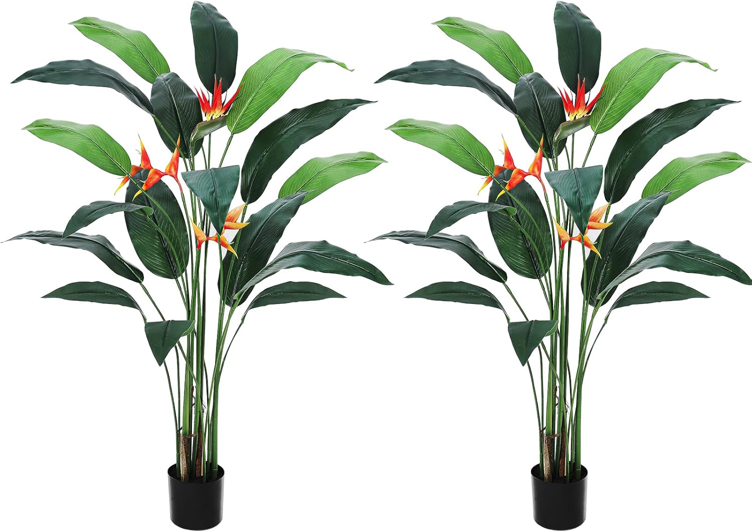 Artificial Bird of Paradise Plant 7 ft(84 in) Fake Palm Tree for Indoor Outdoor Modern Decor Faux Tree for Home Office Perfect Housewarming Gift with 17 Trunks Faux Leaves & 3 Flowers 2 Pack