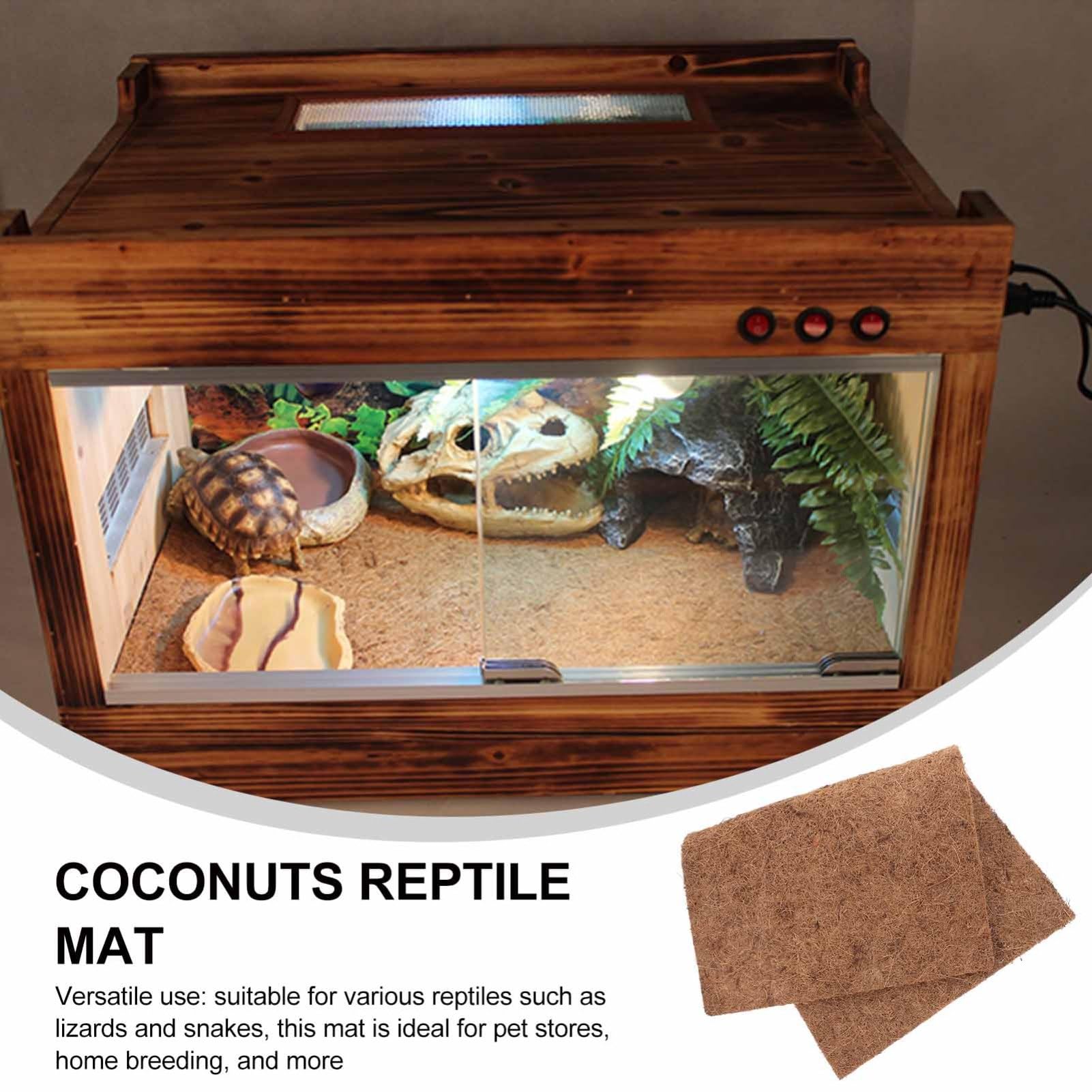 ifundom Tappeto per Rettili Terrario in Fibra di Cocco 4 Pezzi Marrone | Substrato per Lizard e Serpenti, Uso in Allevamento Domestico e Negozi per Animali