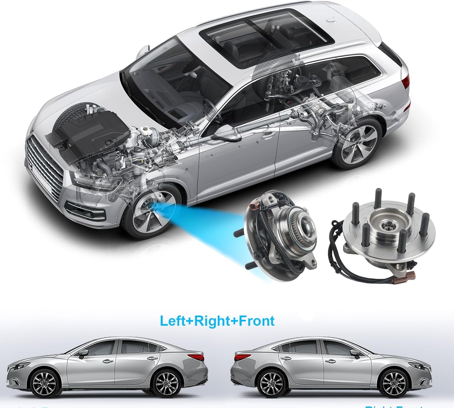 515181 4WD Front Wheel Bearing Hub Assembly 6-Lugs w/ABS 2Pcs Fits for Ford Expedition, Lincoln Navigator 2018 2019 2020 2021 Replace OE WA515181 HA590795 HUB434