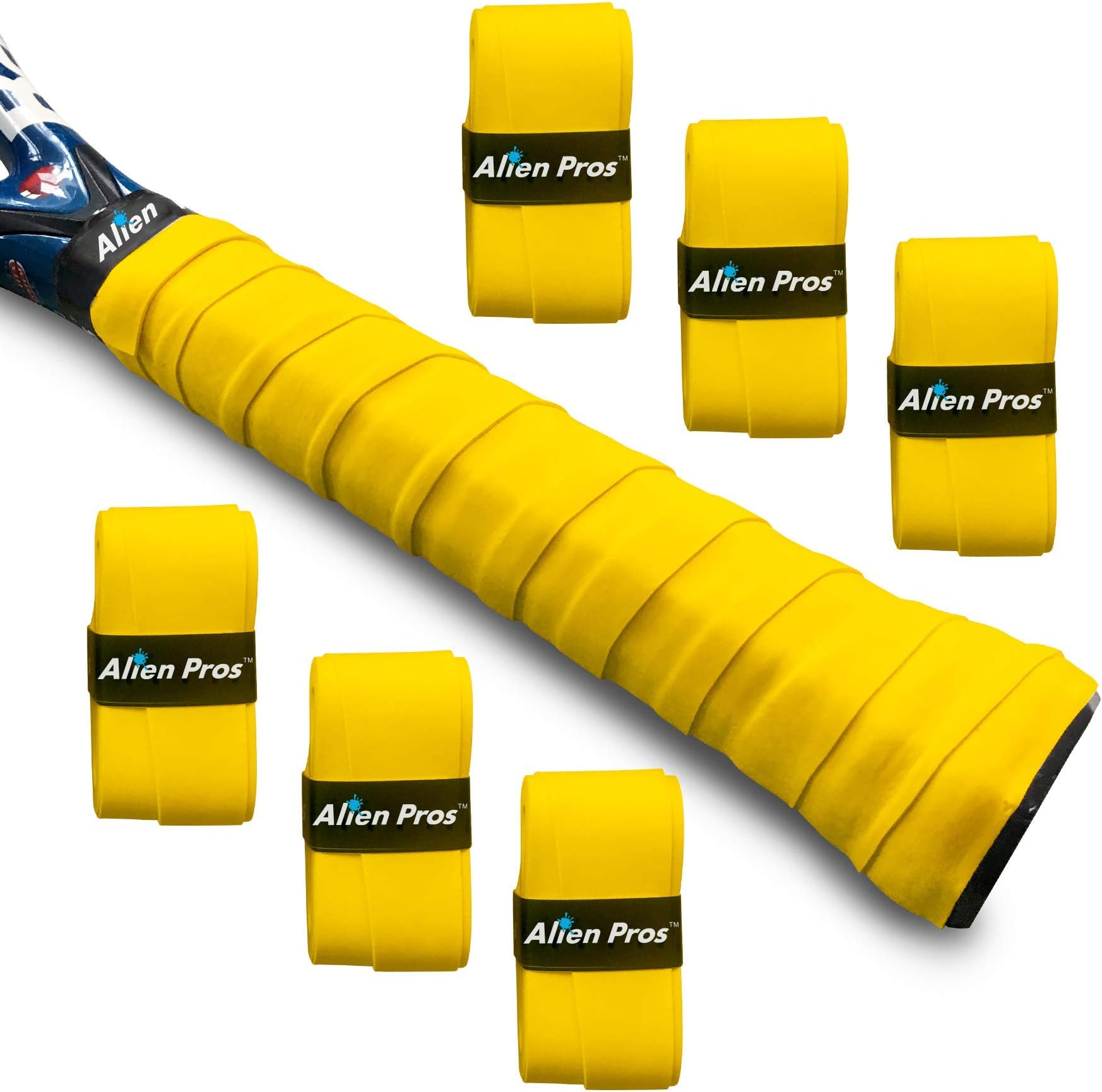 ALIEN PROS Tennis Racket Grip Tape - Precut and Dry Feel Tennis Grip - Tennis Overgrip Grip Tape Tennis Racket - Wrap Your Racquet for High Performance