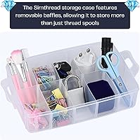 Vista 5 de Simthread Kit de hilo de bordado de 40 colores – 40 carretes de 550 yardas cada uno, hilo de poliéster 40WT con caja apilable de 2 capas, bobinas