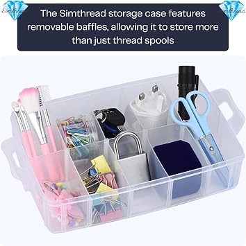 Simthread 40-Color Embroidery Thread Kit 40 Spools 550 Yards Each, 40WT Polyester Thread with 2-Layer Stackable Box, Bobbins & Tools Compatible with Brother, Janome, Babylock and More