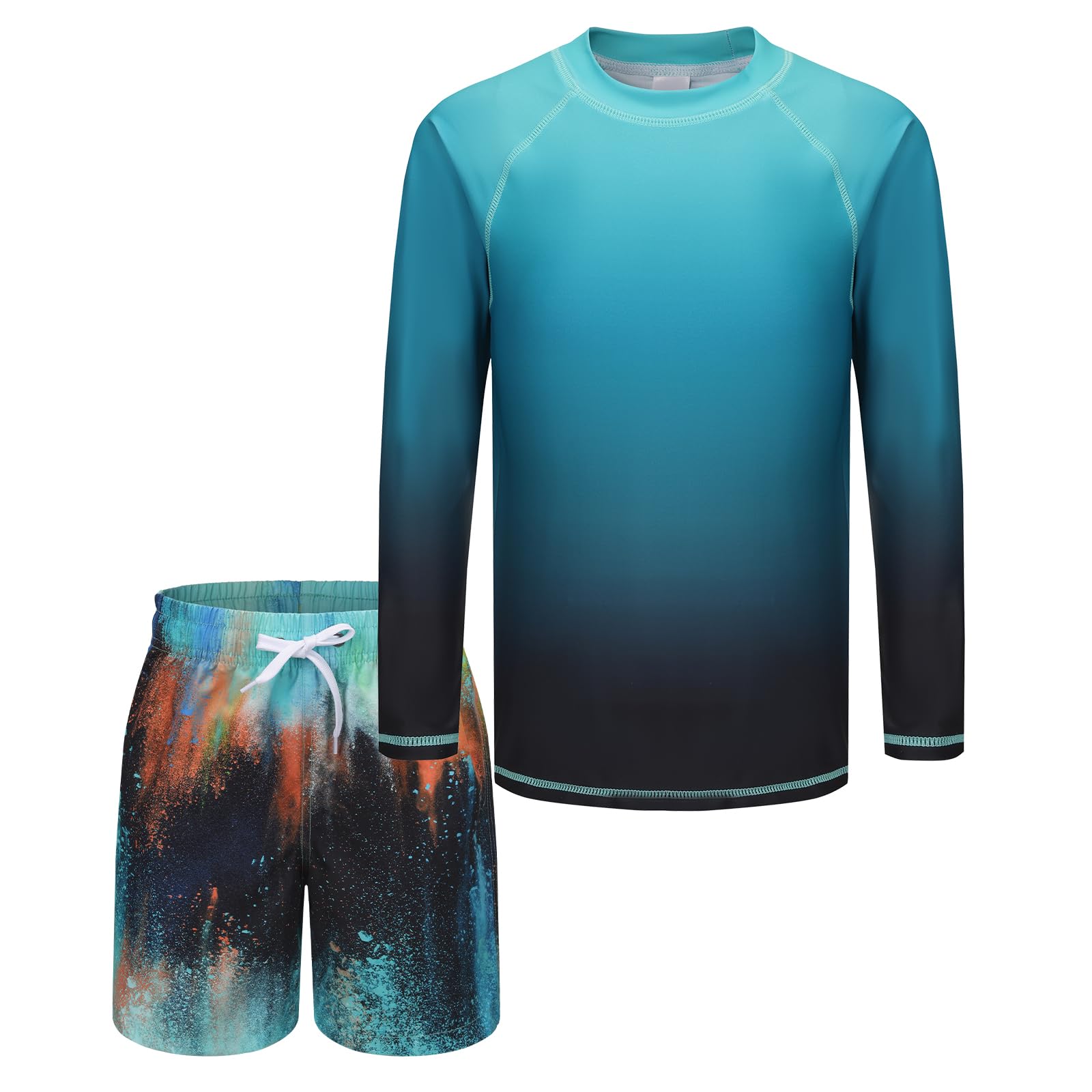 Jungen Badeanzug Zweiteiliger Badeanzug Set mit Badehose Kinder Langarm Badeanzug Bademode