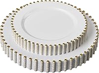 Vista 11 de Plasticpro - Juego de platos combinados de 32 piezas de plástico para cena, platos desechables de plástico elegantes y resistentes para fiestas de 7