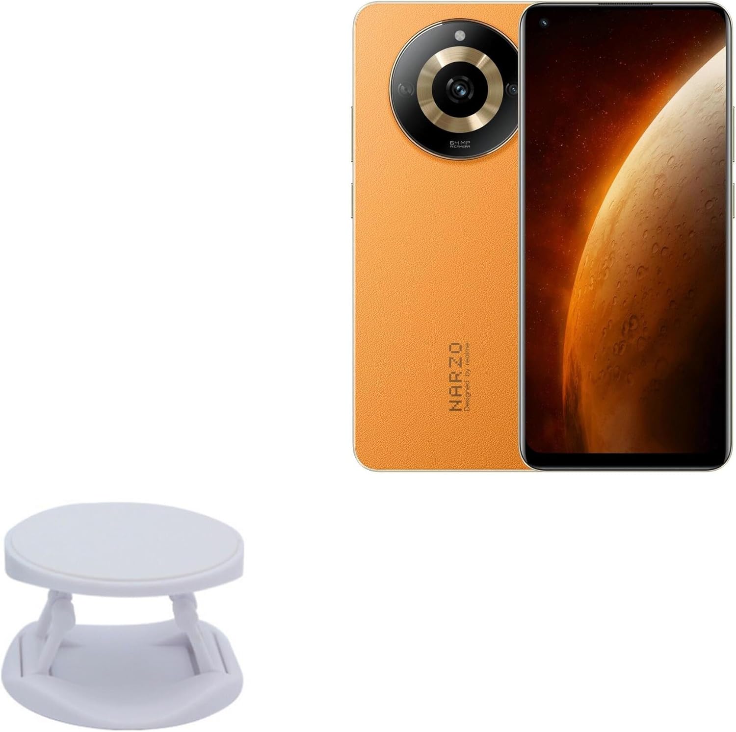 BoxWave Phone Grip Compatible with Realme Narzo 60 – SnapGrip Tilt Holder, Back Grip Enhancer Tilt Stand – Winter White