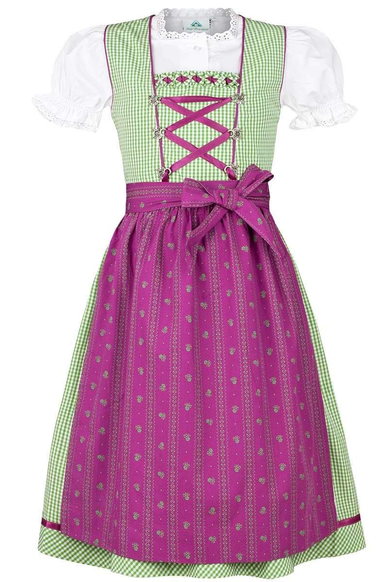 Isar-Trachten Dziewczęca dirndl zielona jagoda z bluzką, zielona, 80, zielony, 128 cm