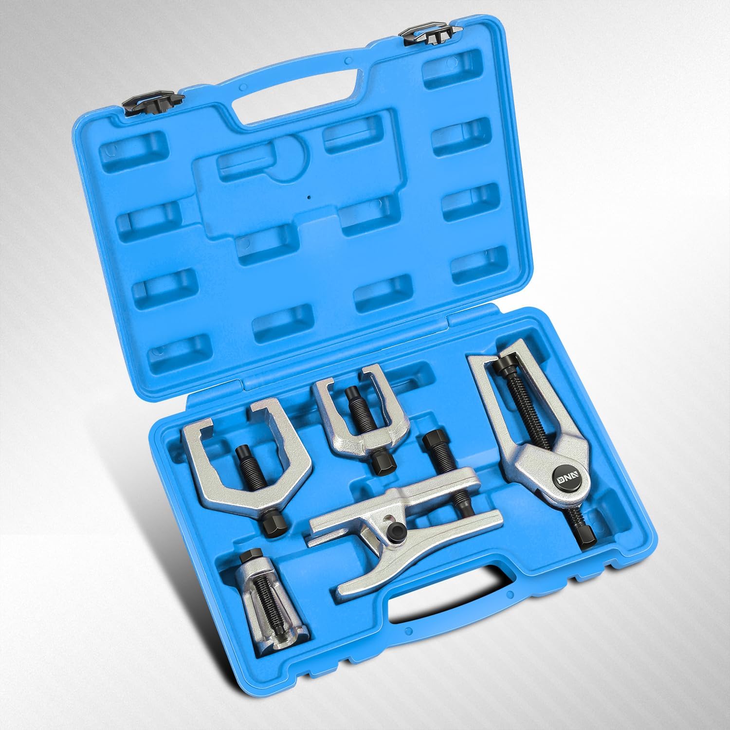 DNA Motoring 5pcs Front End Service Ball Joint Separator Set, Tie Rod Removal Tool, Pitman Arms Puller, Ball Joints, Tie Rods, W/Storage Case, Blue, Tools-00444