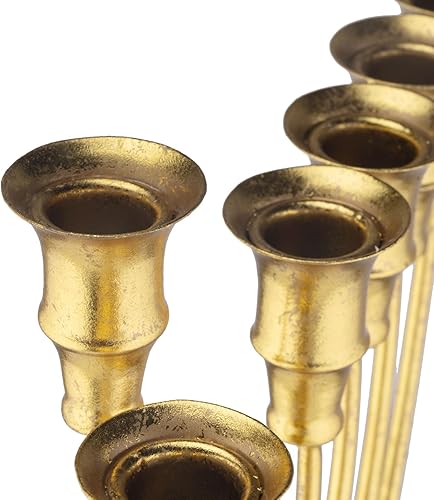 Miniatura 6 de Hanukkah Menorah 9 ramas, portavelas decorativo de menorás para Janucá, juego de 1 candelero de 9 brazos (dorado)