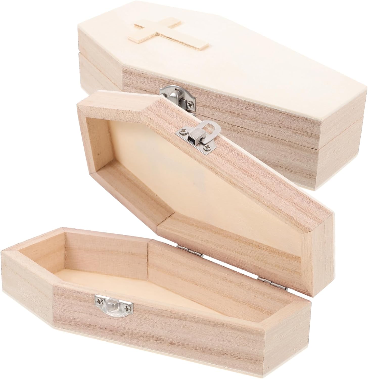 Mini Coffin Shaped Wood Box 2pcs, Halloween Season Jewelry Box