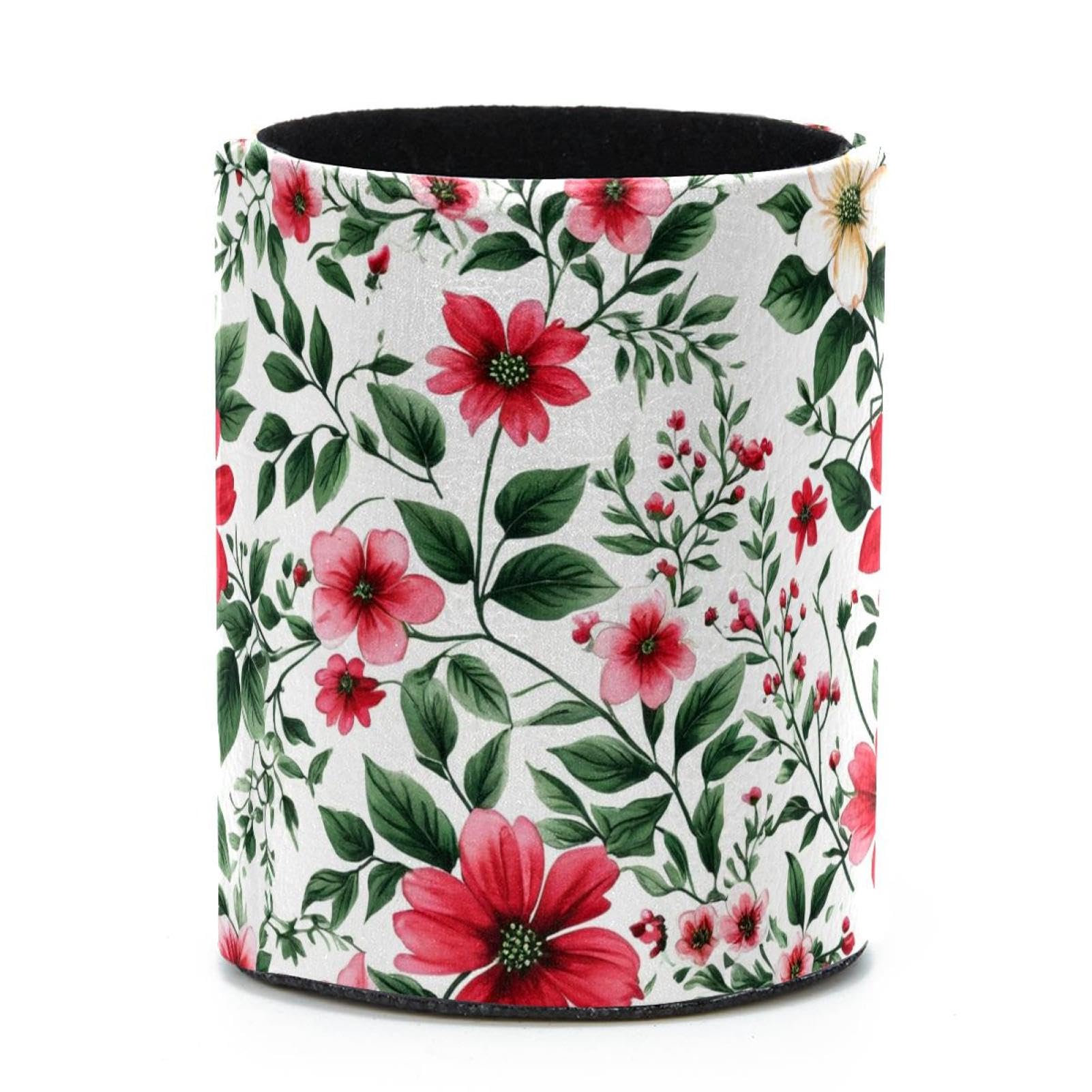 VAPOKF Round Pencil Holders for Desk, Aesthetic Flower Pen Holders Pen Pot Makeup Brushes Storage Desktop Stationery Supplies Organiser for Home Office