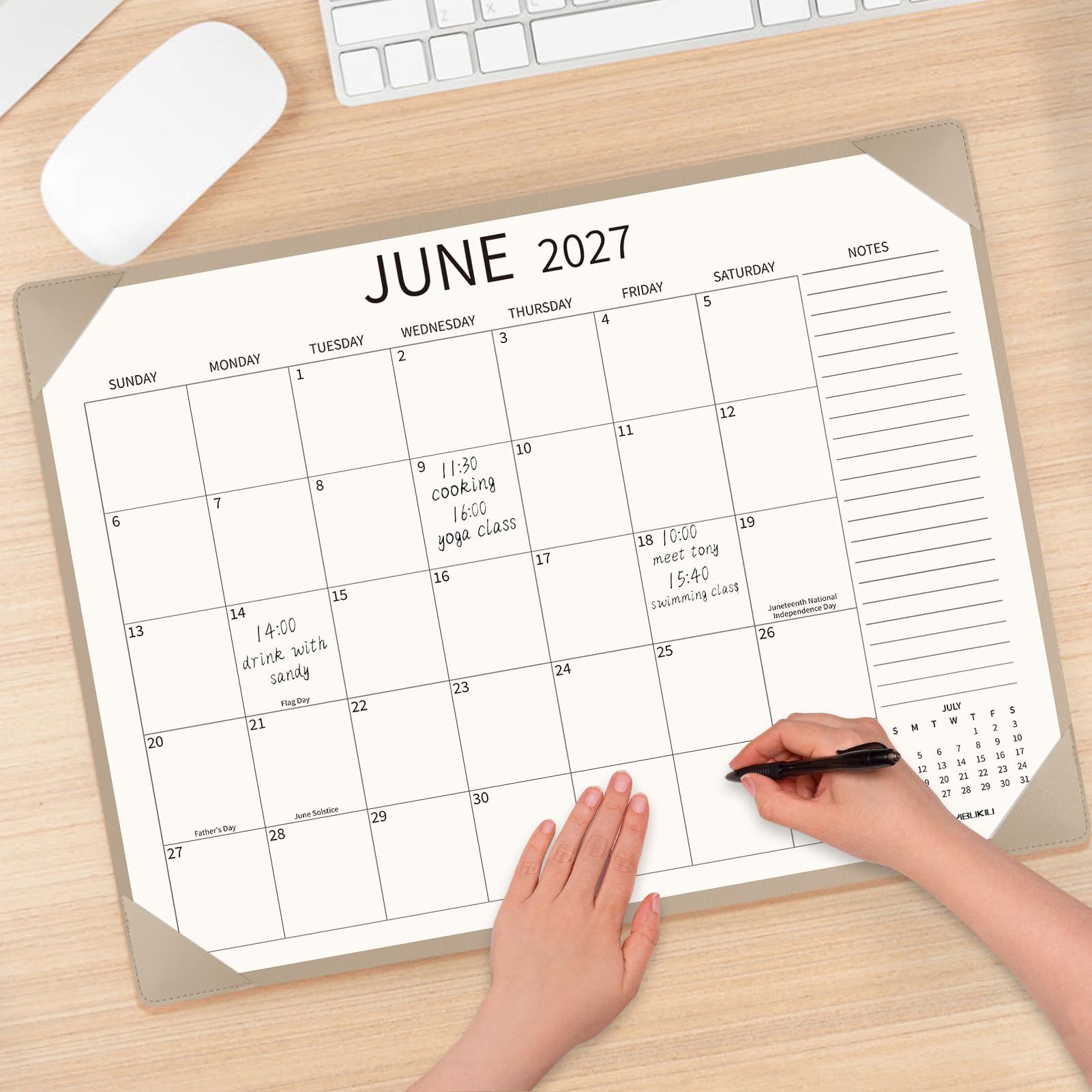 Calendario de escritorio grande 2025-2026, 22 x 17, julio de 2025 a diciembre de 2026, calendario de escritorio grande de 18 meses con alfombrilla de escritorio y cubierta de plástico para