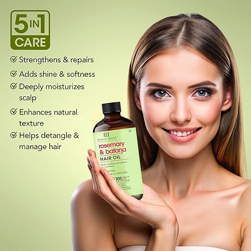 Miniatura 97 de Botanic Hearth Aceite de cafeína y batana para el crecimiento del cabello (6.7 onzas líquidas), tratamiento nutritivo y fortalecedor del cabello