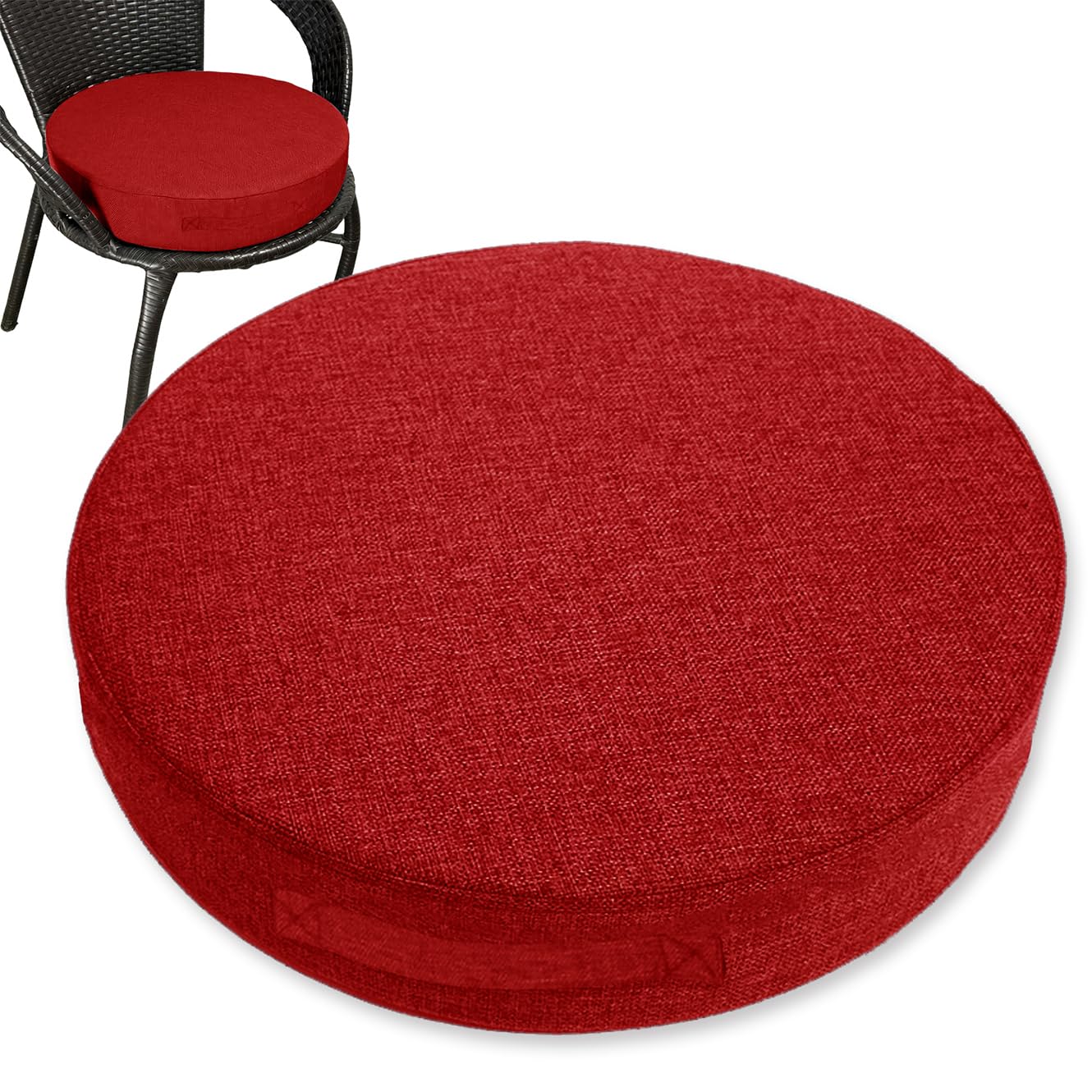 Rr tianshi Thick Seat Cushion Large Recliner Cushions for Elderly with Handle,Non Slip Square Foam Chair Pads for Couch Armchair Chairs or As Floor Pillow (Red,40x40x8cm)