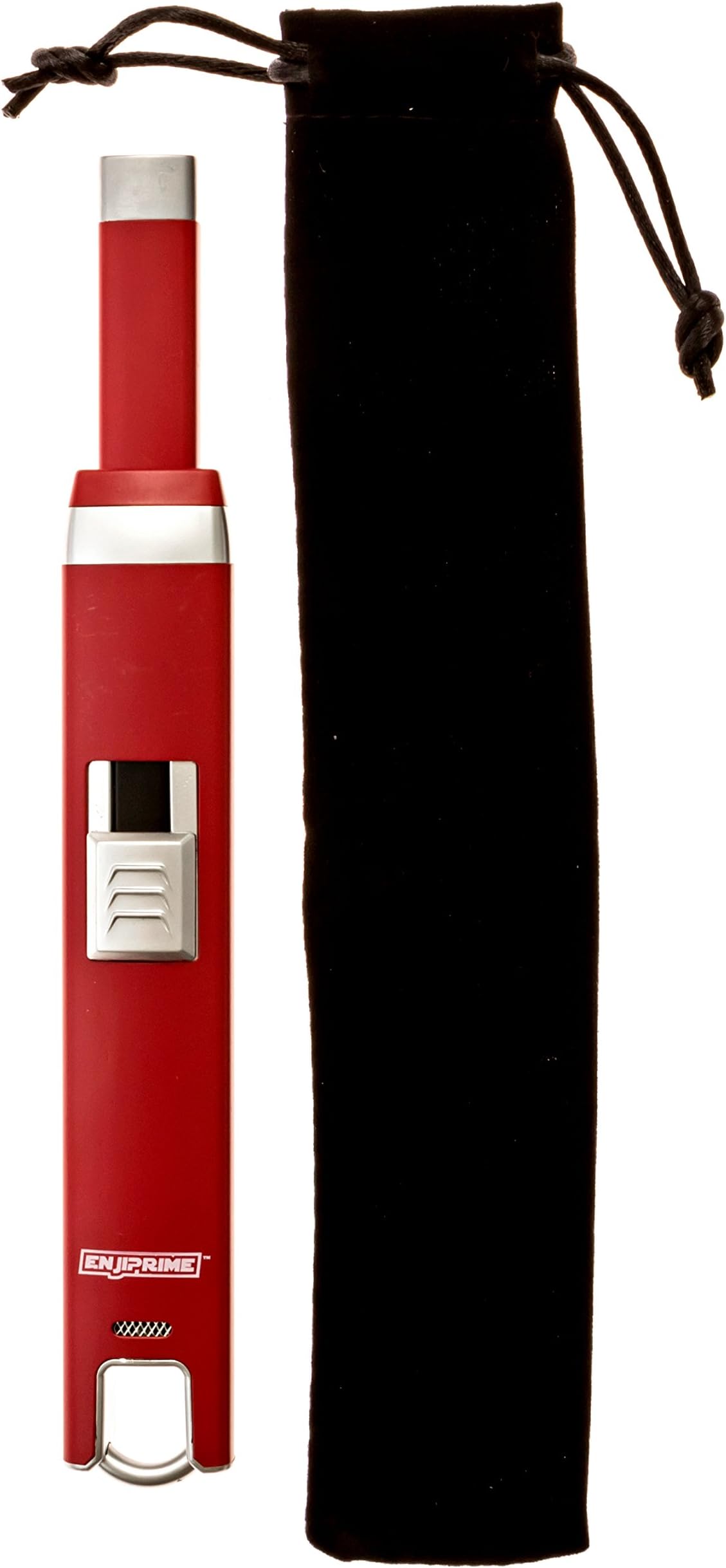 Candle Lighter - Enji Prime USB Lighter - BBQ Lighter - BONUS protective Pouch - Electronic Arc Lighter, Flameless, Rechargeable Lighter, Windproof, USB cable included, Gift Box (Red)