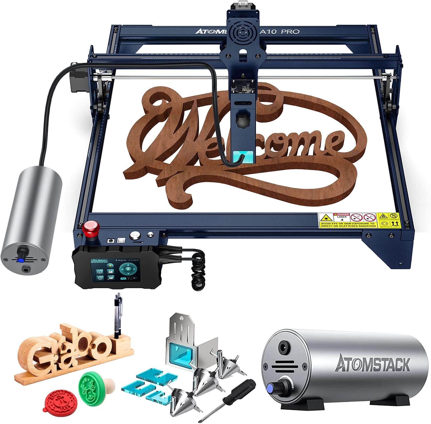 Atomstack A10 Pro Laser Engraving Machine 50 W 10 W Laser Power with Touch Screen 30 L/min Air Assist CNC Laser Engraver Offline Laser Cutter 410 x 400 mm Fixed Focus Engraving Machine for Wood Metal Glass